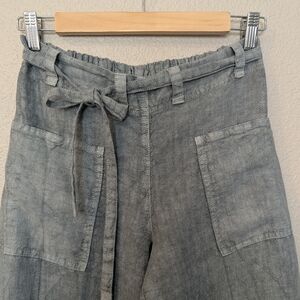 B. Loose Linen Wide Leg Pants Gray XS/S